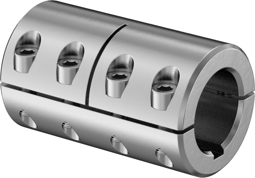 İki Parçalı Mil Kaplini, 303 Paslanmaz Çelik, 1-1/8“ x 1-1/8” Çaplı Tırnaklı Mil için