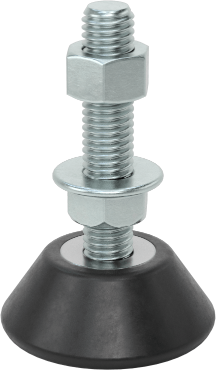 Titreşim Sönümleyici Sert Seviyeleme Montaj Parçası, 1/2"-13 Dişli Saplamalı, 300 lbs. Kapasite