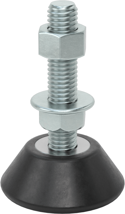 Titreşim Sönümleyici Sert Seviyeleme Montaj Parçası, 1/2"-13 Dişli Saplamalı, 600 lbs. Kapasite