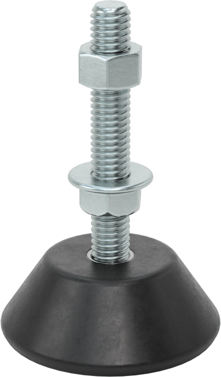 Titreşim Sönümleyici Sert Seviyeleme Montaj Parçası, 3/8"-16 Dişli Saplamalı, 65 lbs. Kapasite