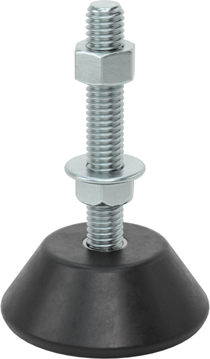 Titreşim Sönümleyici Sert Seviyeleme Montaj Parçası, 3/8"-16 Dişli Saplamalı, 130 lbs. Kapasite