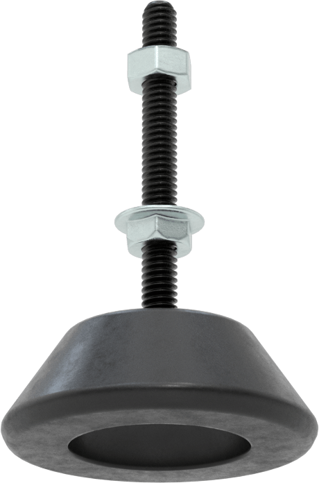 Titreşim Sönümleyici Sert Seviyeleme Montaj Parçası, 1/4"-20 Dişli Saplama, 35 lbs. Kapasite