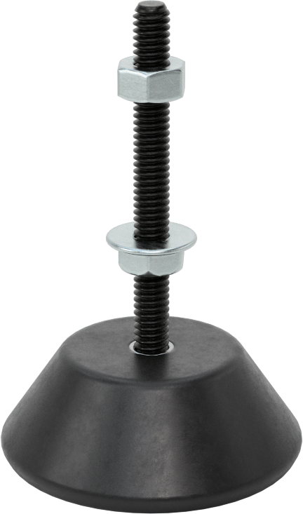 Titreşim Sönümleyici Sert Seviyeleme Montaj Parçası, 1/4"-20 Dişli Saplama, 130 lbs. Kapasite