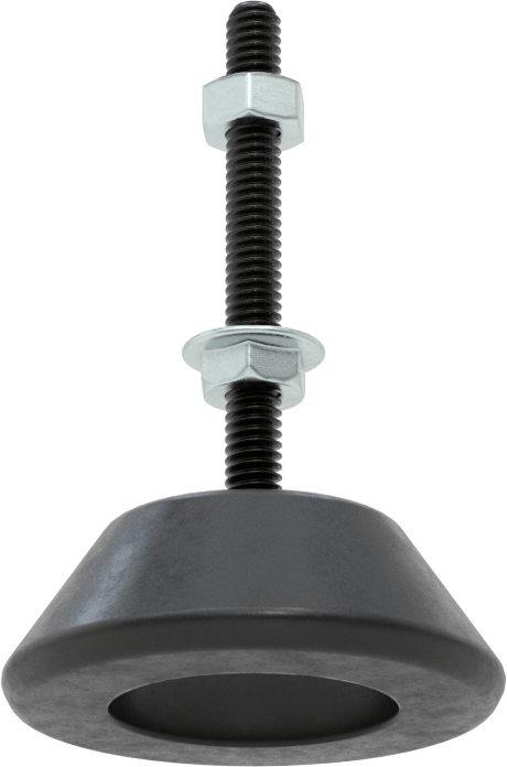 Titreşim Sönümleyici Sert Seviyeleme Montaj Parçası, 1/4"-20 Dişli Saplama, 130 lbs. Kapasite