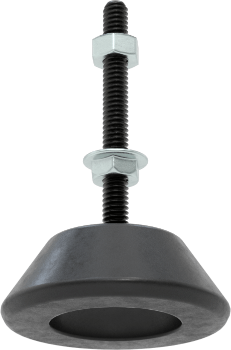 Titreşim Sönümleyici Sert Seviyeleme Montaj Parçası, 1/4"-20 Dişli Saplama, 65 lbs. Kapasite