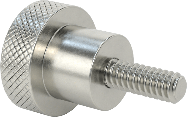 303 Paslanmaz Çelik Tırtıllı Düğme, 10-24 Dişli 1/2" Uzunlukta Saplama, 3/4" Baş Çapı
