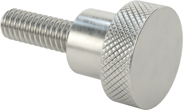 303 Paslanmaz Çelik Tırtıllı Düğme, 1/4"-20 Dişli, 3/4" Uzunlukta Saplama, 3/4" Baş Çapı