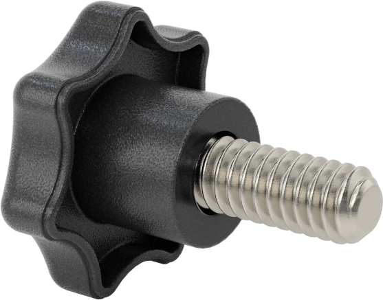 Naylon Yedi Kollu Topuz, 1/4“-20 Diş x 9/16” Uzunlukta Paslanmaz Çelik Saplama