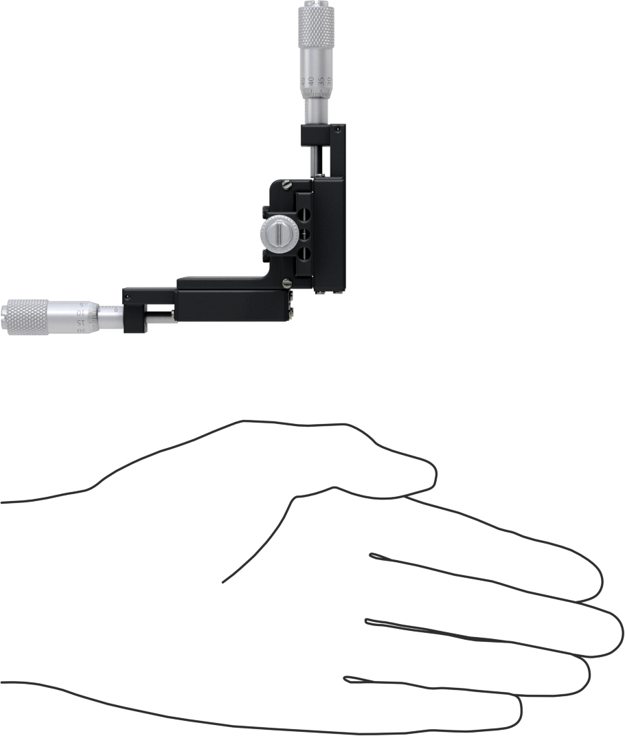 Mikrometreli Konumlandırma Masası, Üç eksenli, 1 lbs. Statik Yük Kapasitesi, 13 mm Hareket Uzunluğu