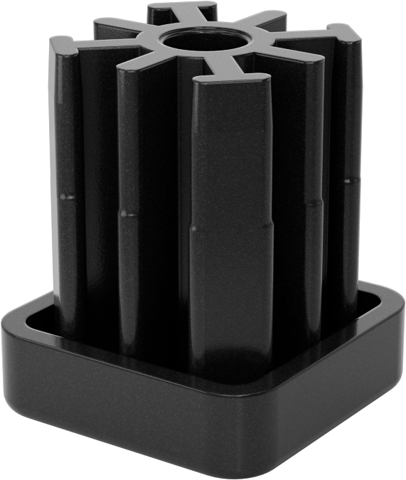 Yüksek Kapasiteli Presle Takılan Seviyeleme Montaj Ucu, 1-1/2“ Dış x 1-1/4” İç Kare Ayak için, 3/8"-12 Diş