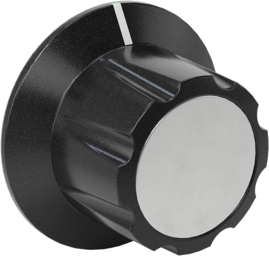 Fenolik Gösterge Düğmesi, Yuvarlak Miller için, 1-1/2" Çap, 8-32 Vida, Pirinç Ek Parça
