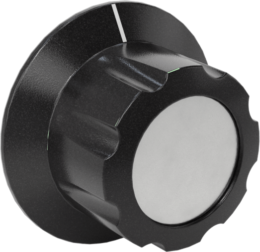 Fenolik Gösterge Düğmesi, Yuvarlak Miller için, 1-1/8" Çapında Başlık, 8-32 Ayar Vidası