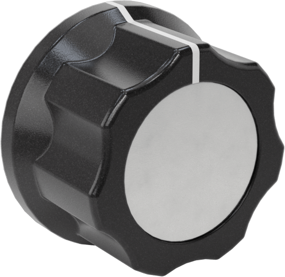 Fenolik Gösterge Düğmesi, Mil için, 1" Çap, M4 x 0,7 mm Vida, Pirinç Ek Parça