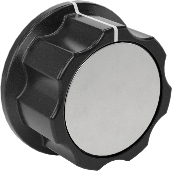Fenolik Gösterge Düğmesi, Mil için, 1-5/16" Çap, M4 x 0,7 mm Vida, Pirinç Ek Parça