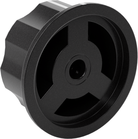Fenolik Gösterge Düğmesi, Şaftlar için, 1-3/4" Çap, M4 x 0,7 mm Vida, Pirinç Ek Parça