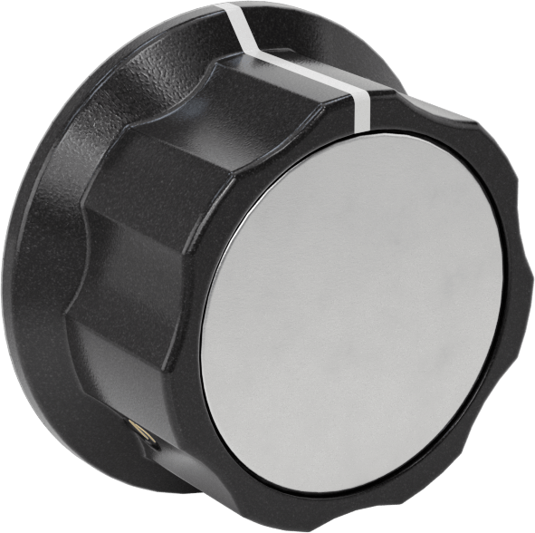 Fenolik Gösterge Düğmesi, Şaftlar için, 1-3/4" Çap, M4 x 0,7 mm Vida, Pirinç Ek Parça