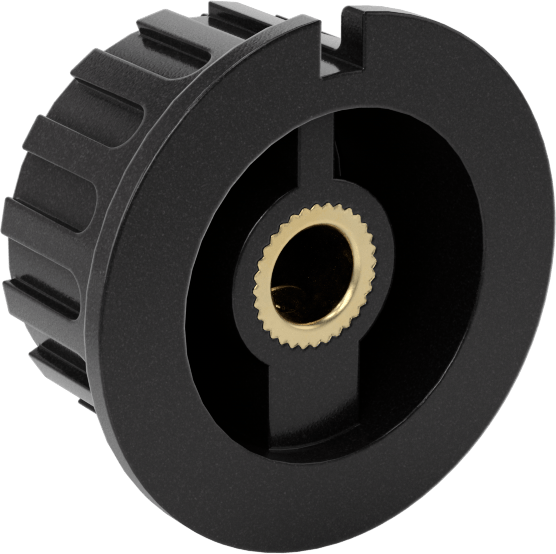 Fenolik Gösterge Düğmesi, Şaftlar için, 1-3/8" Çap, M4 x 0,7 mm Vida, Pirinç Ek Parça
