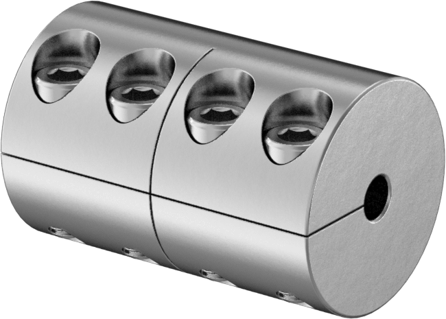 Kelepçeli Mil Kaplini, 303 Paslanmaz Çelik, 1/8“ x 1/8” Çaplı Yuvarlak Mil için