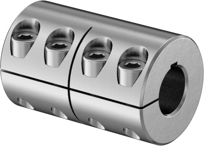 Kelepçeli Mil Kaplini, 303 Paslanmaz Çelik, 3/8“ x 3/8” Çaplı Tırnaklı Mil için