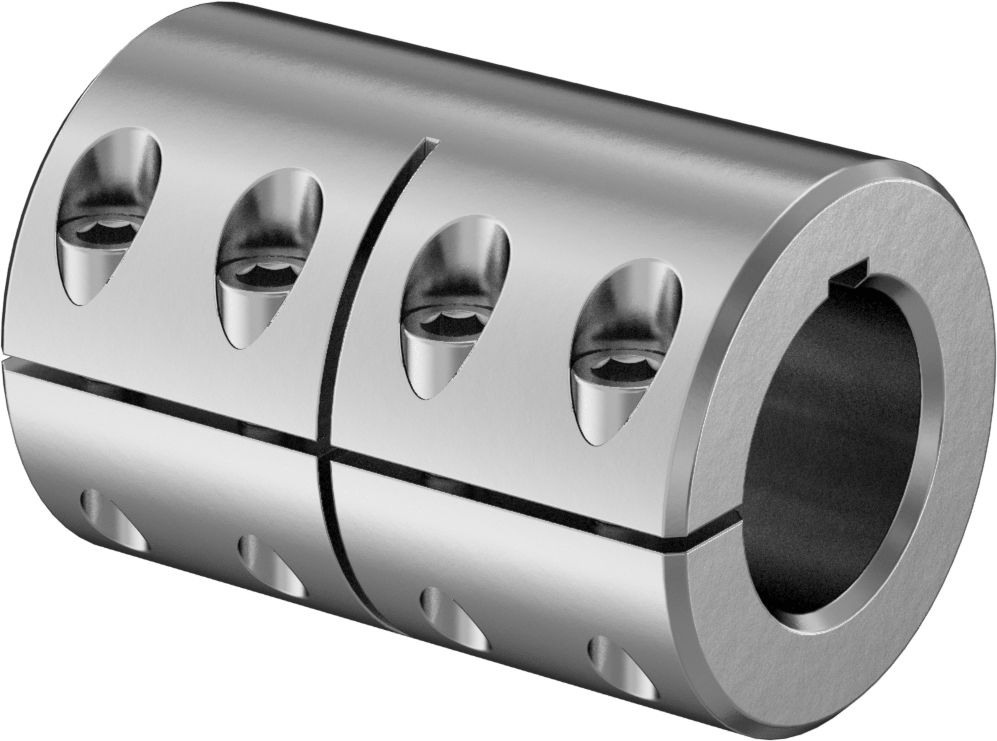Kelepçeli Mil Kaplini, 303 Paslanmaz Çelik, 1-3/4“ x 1-3/4” Çaplı Tırnaklı Mil için