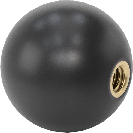 Siyah Polipropilen Top Topuz, 8-32 Dişli 3/8" Derin Delikli, 3/4" Baş Çapı