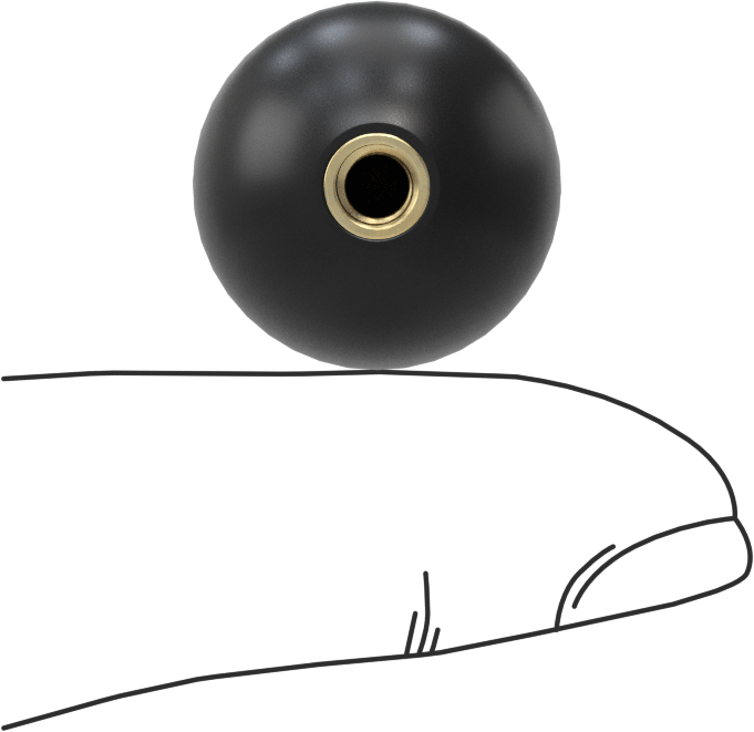 Siyah Polipropilen Top Topuz, 8-32 Dişli 3/8" Derin Delikli, 3/4" Baş Çapı