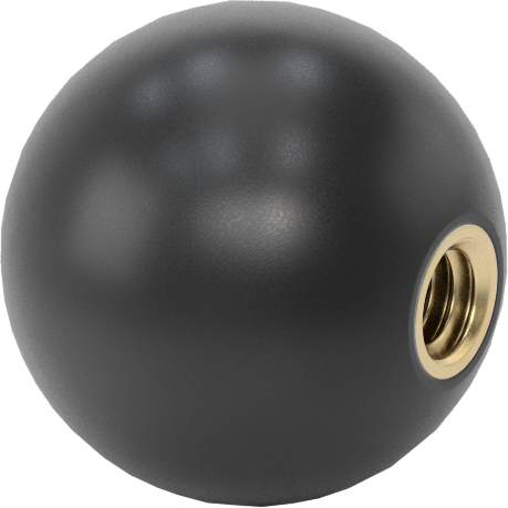 Siyah Polipropilen Top Topuz, 1/4“-20 Dişli 1/2” Derinlikte Delik ile, 1" Baş Çapı