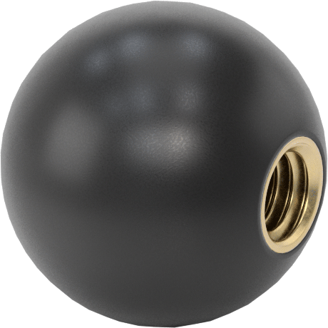 Siyah Polipropilen Top Topuz, 5/16“-18 Dişli 1/2” Derinlikli Delik ile, 1" Baş Çapı