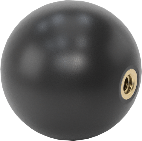 Siyah Polipropilen Top Topuz, 10-24 dişli 3/8" derin delikle, 1-1/4" Baş Çapı