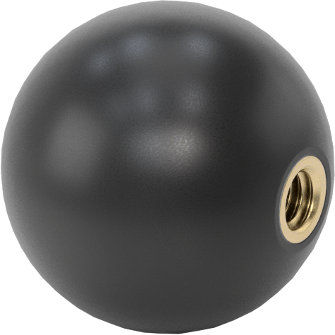 Siyah Polipropilen Top Topuz, 1/4“-20 Dişli 1/2” Derinlikte Delik ile, 1-1/4" Baş Çapı