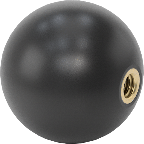 Siyah Polipropilen Top Topuz, 1/4“-20 Dişli 1/2” Derinlikte Delik ile, 1-3/8" Baş Çapı