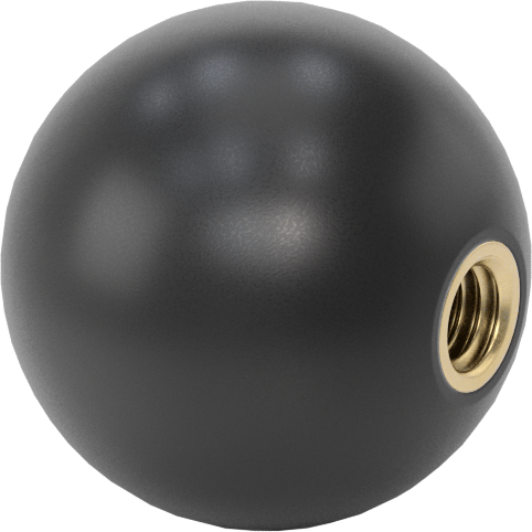 Siyah Polipropilen Top Topuz, 5/16“-18 Dişli 1/2” Derinlikli Delik ile, 1-3/8" Baş Çapı