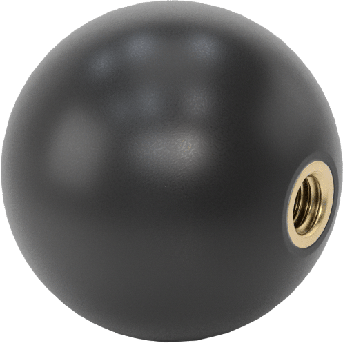 Siyah Polipropilen Top Topuz, 5/16“-18 Dişli 1/2” Derinlikli Delik ile, 1-5/8" Baş Çapı