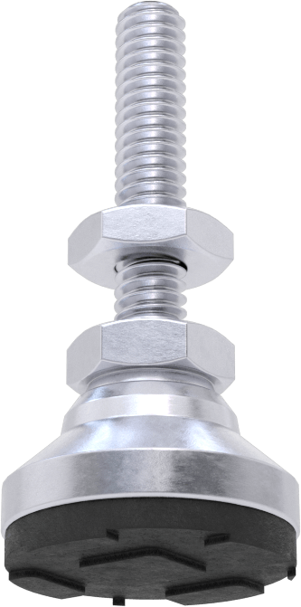 Dişli Saplamalı Döner Seviyeleme Montaj Parçası, Yastıklı Nikel Kaplı Çelik, 1/4"-20 Boyut, 1-1/4" Diş Uzunluğu