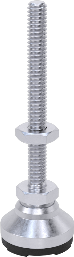 Dişli Saplamalı Döner Seviyeleme Montaj Parçası, Yastıklı Nikel Kaplı Çelik, 1/4"-20 Boyut, 2-1/2" Diş Uzunluğu