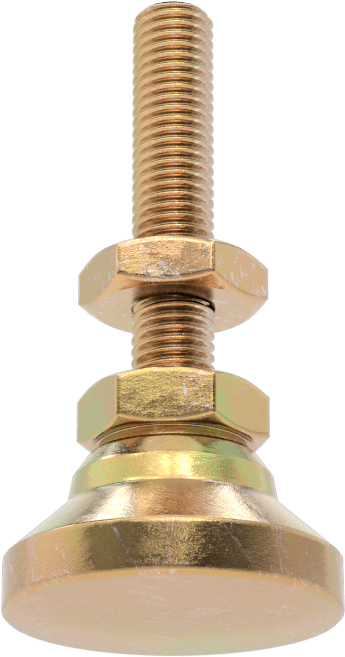 Dişli Saplamalı Döner Seviyeleme Montaj Parçası, Sarı Kromat Kaplı Çinko, 1/4"-28 Boyut, 1-1/4" Diş Uzunluğu