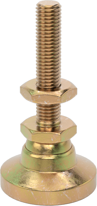 Dişli Saplamalı Döner Seviyeleme Montaj Parçası, Sarı Kromat Kaplı Çinko, 1/4"-28 Boyut, 1-1/4" Diş Uzunluğu