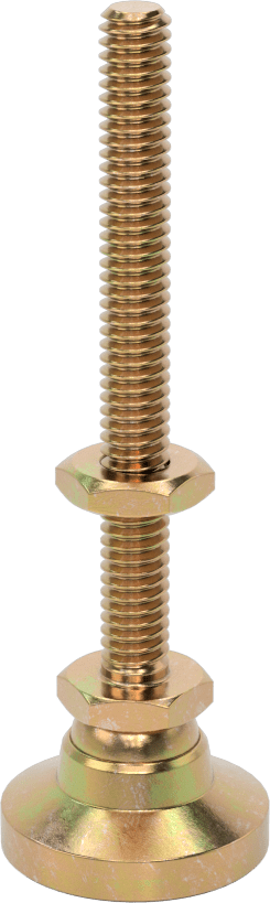 Dişli Saplamalı Döner Seviyeleme Montaj Parçası, Sarı Kromat Kaplı Çinko, 1/4"-20 Boyut, 2-1/2" Diş Uzunluğu