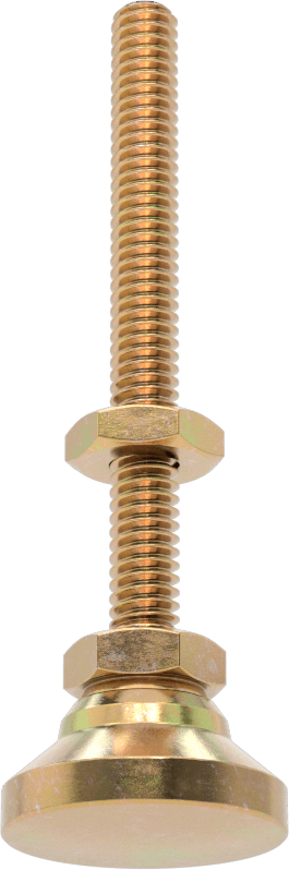 Dişli Saplamalı Döner Seviyeleme Montaj Parçası, Sarı Kromat Kaplı Çinko, 1/4"-20 Boyut, 2-1/2" Diş Uzunluğu