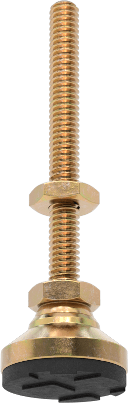Dişli Saplamalı Döner Seviyeleme Montaj Parçası, Çinko-Sarı-Kromat Çelik, Yastık, 2-1/2“ Uzunlukta 1/4”-20 Saplama