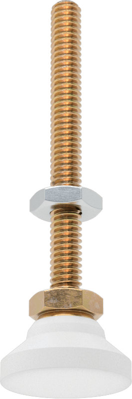 Dişli Saplamalı Döner Seviyeleme Montaj Parçası, Delrin® Asetal Taban, 1/4"-20 Boyut, 2-1/2" Diş Uzunluğu