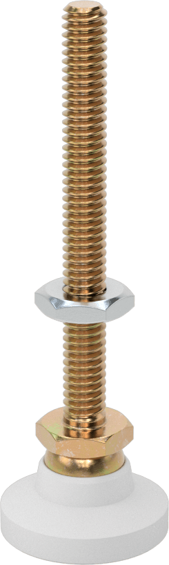 Dişli Saplamalı Döner Seviyeleme Montaj Parçası, Delrin® Asetal Taban, 1/4"-20 Boyut, 2-1/2" Diş Uzunluğu