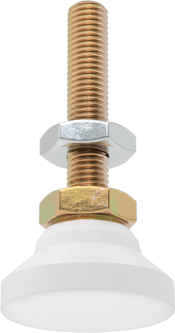 Dişli Saplamalı Döner Seviyeleme Montaj Parçası, Delrin® Asetal Taban, 1/4"-28 Boyut, 1-1/4" Diş Uzunluğu