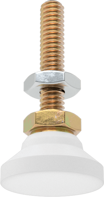 Dişli Saplamalı Döner Seviyeleme Montaj Parçası, Delrin® Asetal Taban, 1/4"-20 Boyut, 1-1/4" Diş Uzunluğu