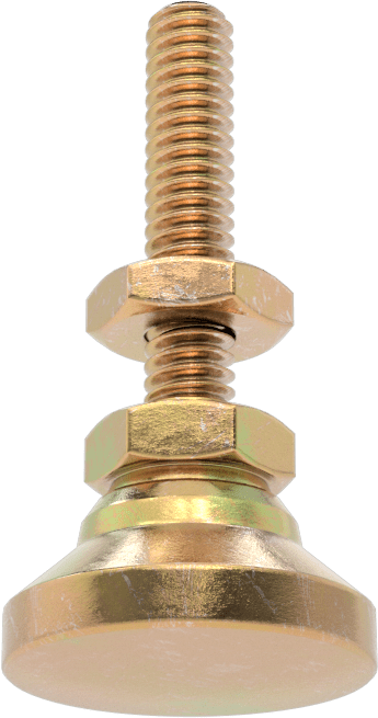 Dişli Saplamalı Döner Seviyeleme Montaj Parçası, Sarı Kromat Kaplı Çinko, 1/4"-20 Boyut, 1-1/4" Diş Uzunluğu
