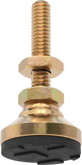 Dişli Saplamalı Döner Seviyeleme Montaj Parçası, Çinko-Sarı-Kromat Çelik, Yastık, 1-1/4“ Uzunluk 1/4”-20 Saplama