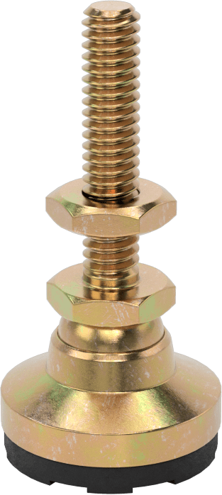 Dişli Saplamalı Döner Seviyeleme Montaj Parçası, Çinko-Sarı-Kromat Çelik, Yastık, 1-1/4“ Uzunluk 1/4”-20 Saplama