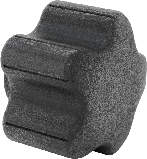 Rahat Tutuşlu Plastik Beş Kollu Topuz, M8 x 1,25 mm Dişli 39 mm Geniş Başlıklı ile