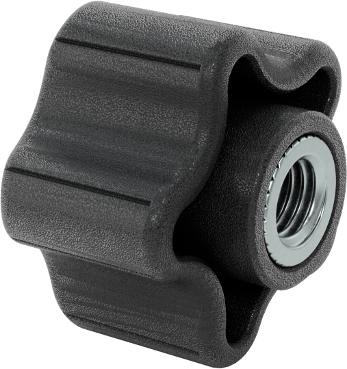 Rahat Tutuşlu Plastik Beş Kollu Topuz, M10 x 1,5 mm Dişli 39 mm Genişlikte Başlıklı