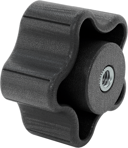 Rahat Tutuşlu Plastik Beş Kollu Topuz, M6 x 1 mm Dişli 48 mm Geniş Başlıklı